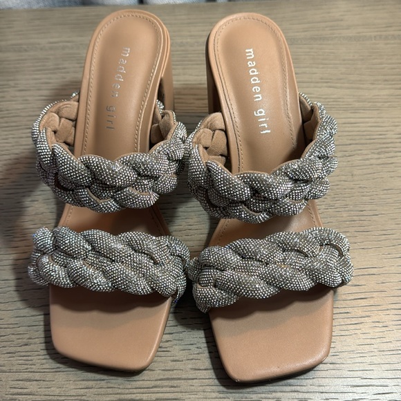 MADDEN GIRL Crystal DIXCY Braid Heel Sandals NIB - Picture 2 of 6